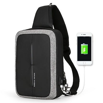 Crossbody Bag Business Shoulder High Capacity Chest Bag USB Design