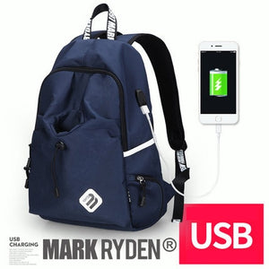 Student Water Repellent USB Design Nylon Backpack
